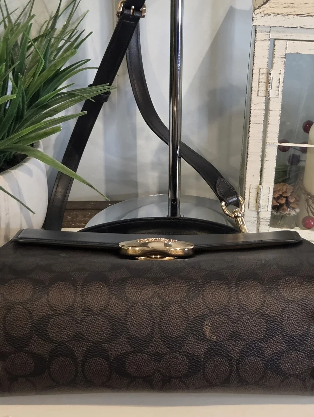 COACH Eliza Signature Canvas Top Handle Bag & Small Wallet